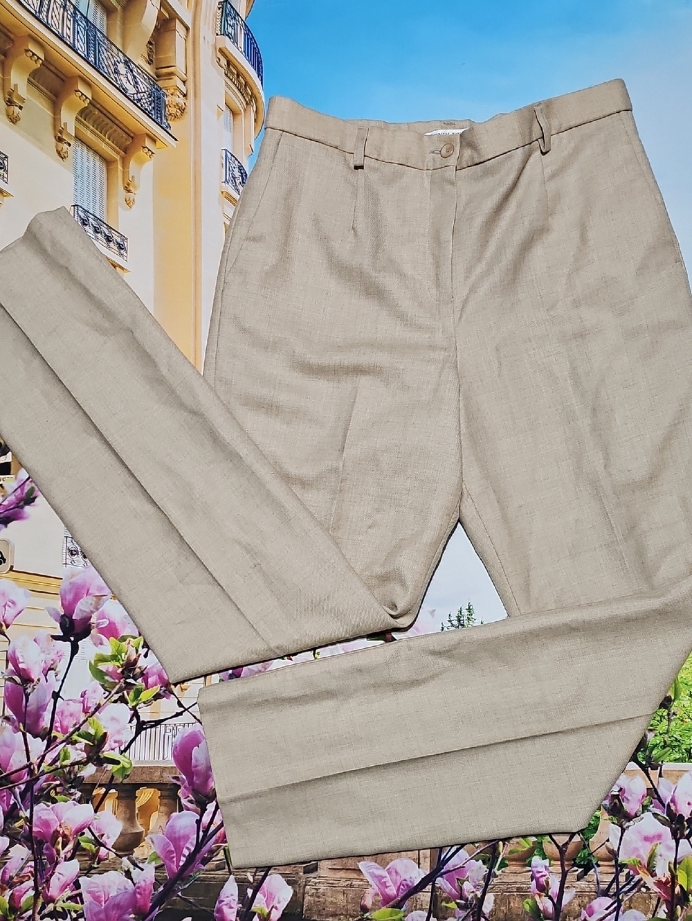 Pendleton Beige Straight-Leg High Waist Wool Dress Pants Size 8 Tall